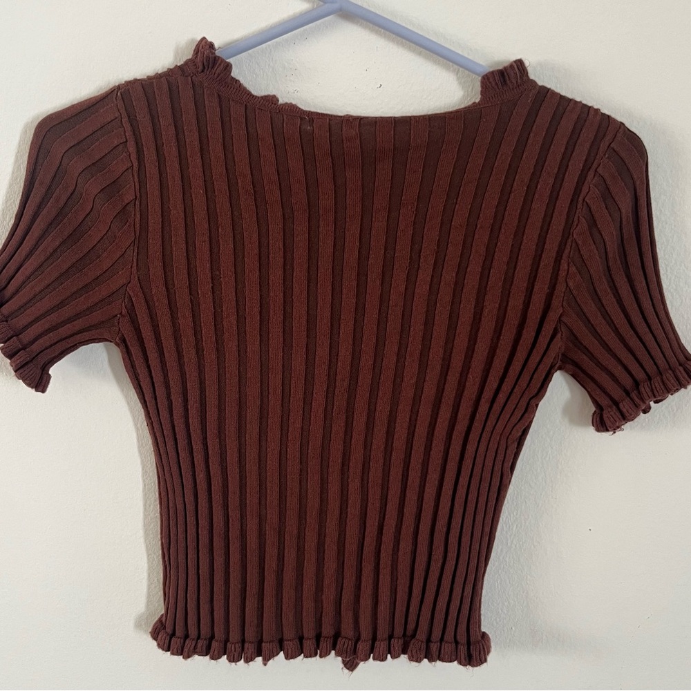 2bella Chocolate Ribbed Blouse - Picture 2 of 6